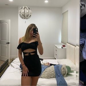 Black cut-out mini dress